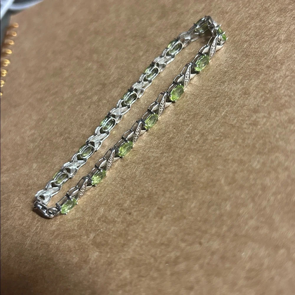 Sterling Silver Peridot Tennis‎ Bracelet